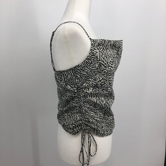 Dynamite black white satin finish Hazel Drawstring Side Cowl  Neck Cami SP - Picture 13 of 16